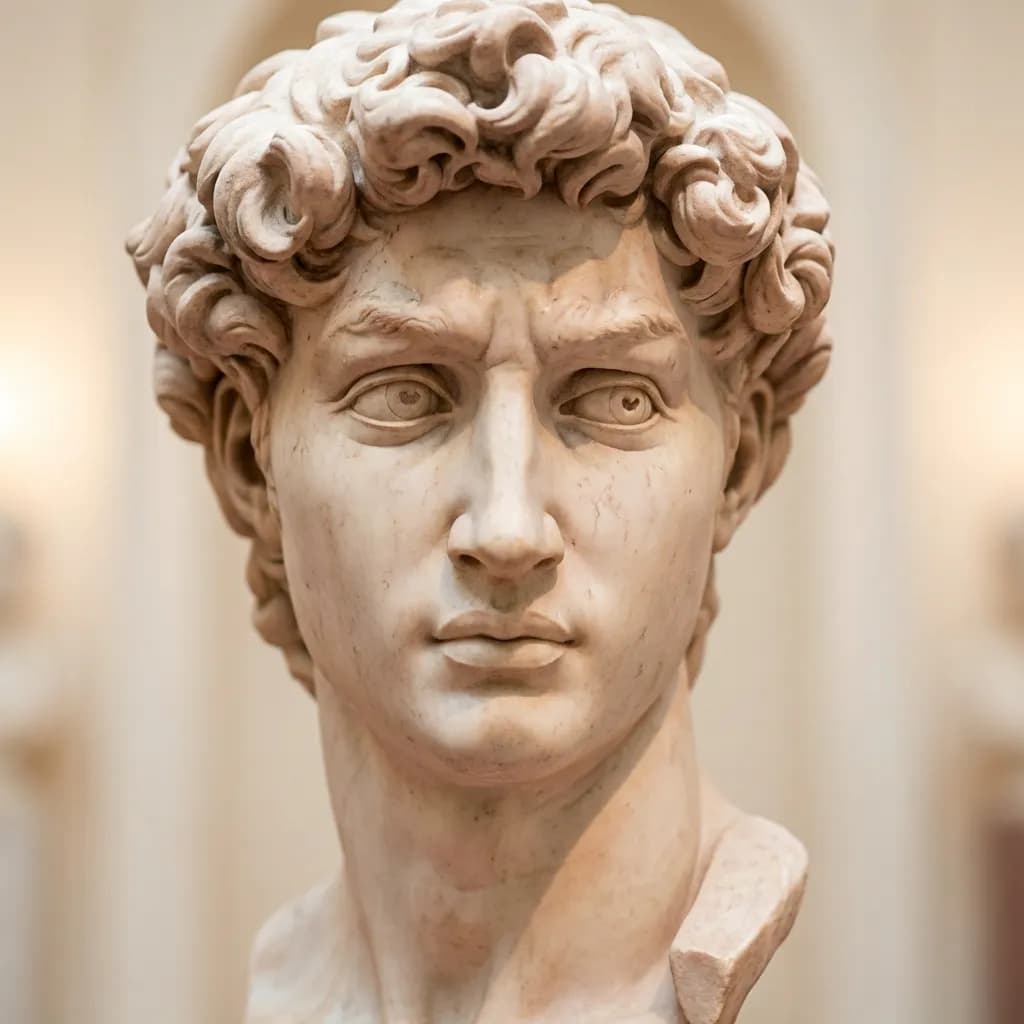 Close up portrait of a statue face with soft lighting